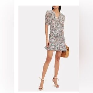 Veronica Beard Dakota floral silk ruched mini dress